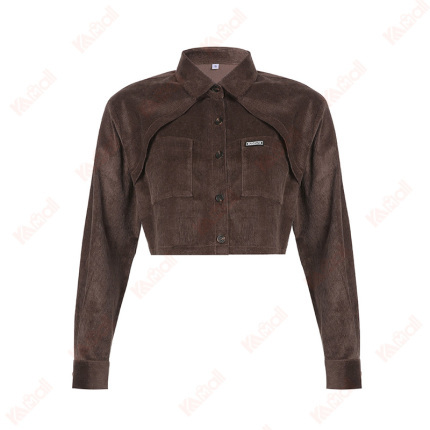 brown single breasted corduroy jacket